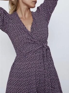 Zara Wrap Romper with Pink and Black Floral Print Jumpsuit Playsuit